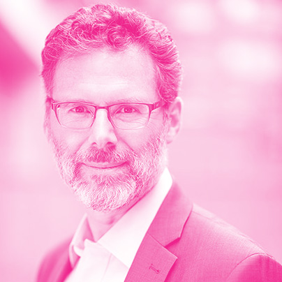 Robert Rohling's headshot with a hot pink filter.