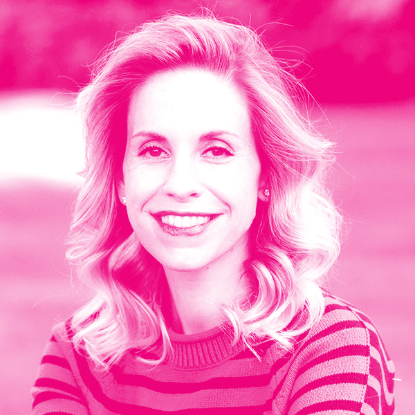 Hilal Koc Savci's headshot with a hot pink filter.
