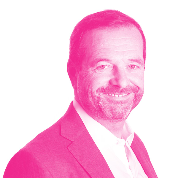 Pascal Spothelfer's headshot with a hot pink filter.